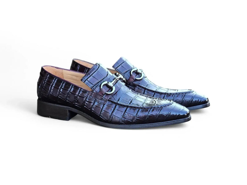 Carrucci Buckle Loafer: Gator Embossed Leather Loafer