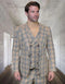 Burberry Pattern Suit - Mens Church Suit with Mixture of Black and Red Checkered Window Pane Fabric Suit in Tan Color