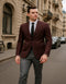 Mens Burgundy Paisley Tuxedo Blazer â€“ Slim Fit Formal Dinner Jacket - Velvet Fabric - Slim Fitted