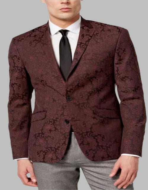 Mens Burgundy Paisley Tuxedo Blazer â€“ Slim Fit Formal Dinner Jacket - Velvet Fabric - Slim Fitted