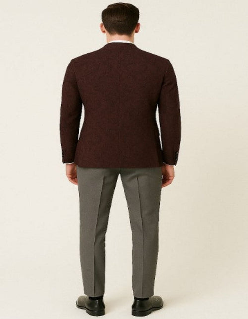 Mens Burgundy Paisley Tuxedo Blazer â€“ Slim Fit Formal Dinner Jacket - Velvet Fabric - Slim Fitted