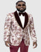 Mens One Button Shawl Label Burgundy and Gold Prom Tuxedo Dinner Jacket