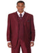 Mens 3 Button Vested Wide Peak Lapel Two Tone Sharkskin Burgundy Suit