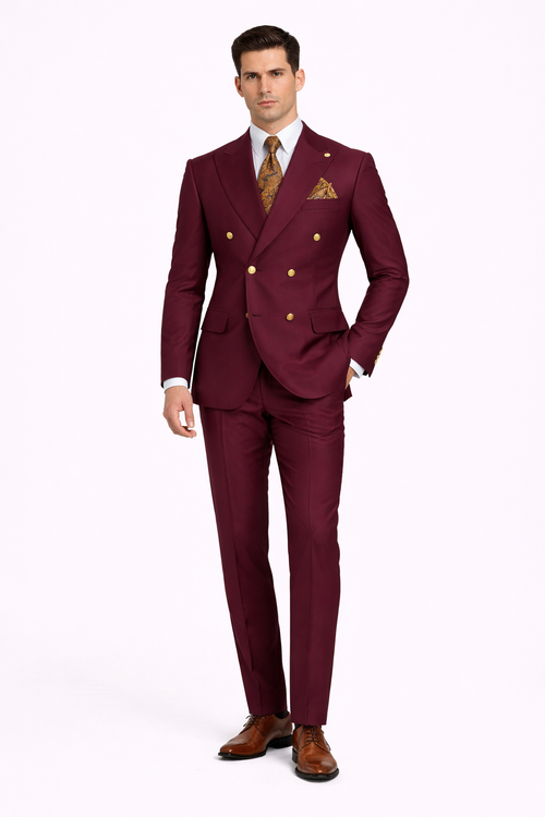 Burgundy Suit - Double Breasted