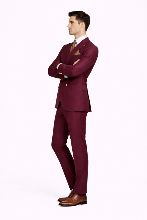 Burgundy Suit - Double Breasted