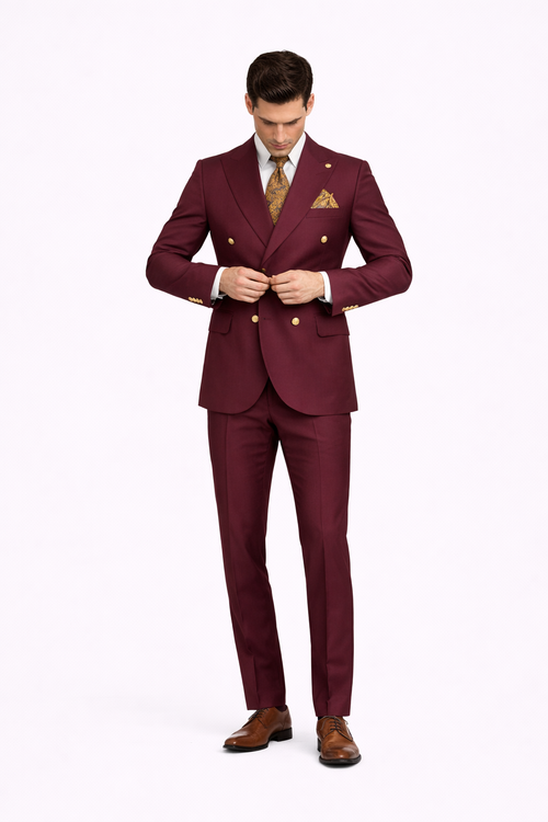 Burgundy Suit - Double Breasted