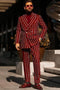 Burgundy Pinstripe Suit - Mens 1920s Gangster Pinstripe Suit - Side Vents Chalk Pinstripe