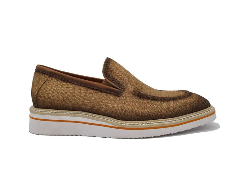 Carrucci Burnished Linen Loafer - Luxury Italian Slip-On
