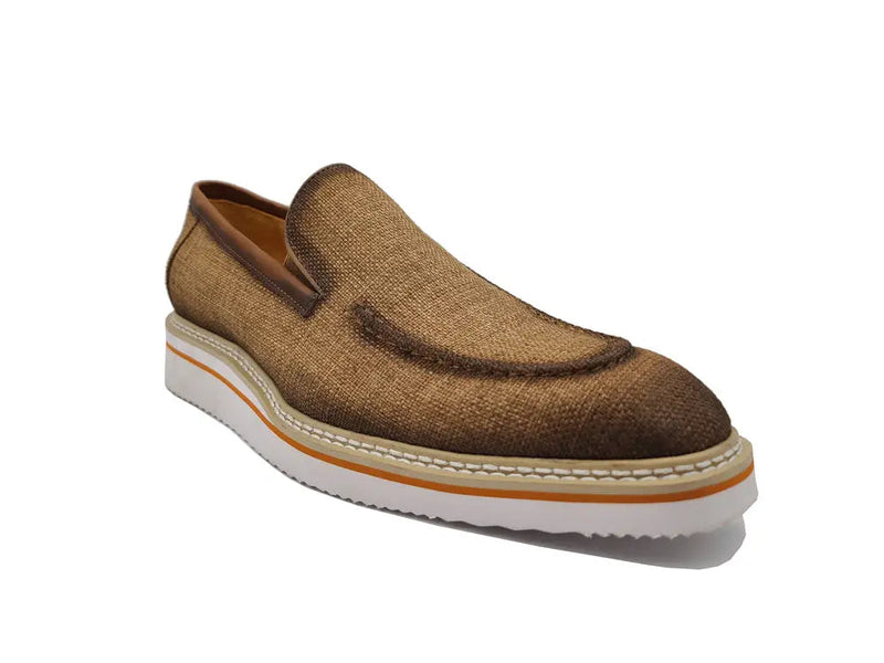 Carrucci Burnished Linen Loafer - Luxury Italian Slip-On
