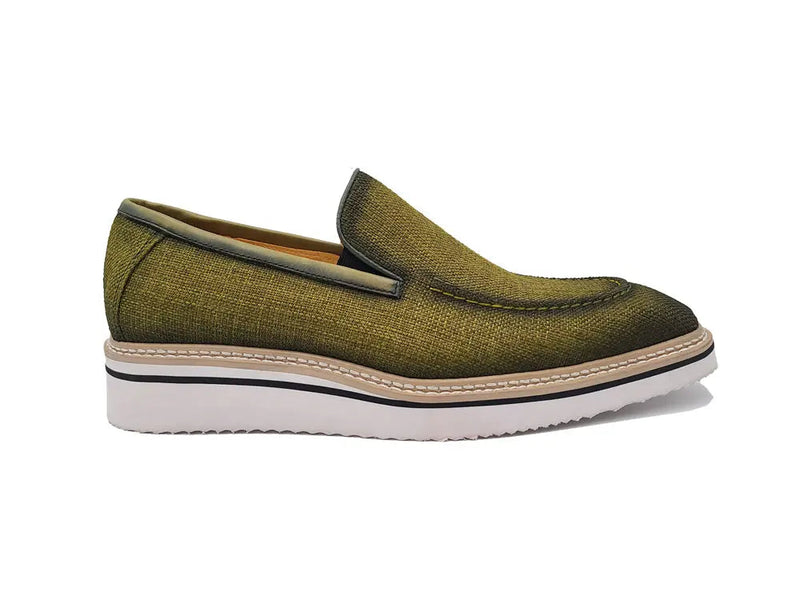 Carrucci Burnished Linen Loafer - Luxury Italian Slip-On