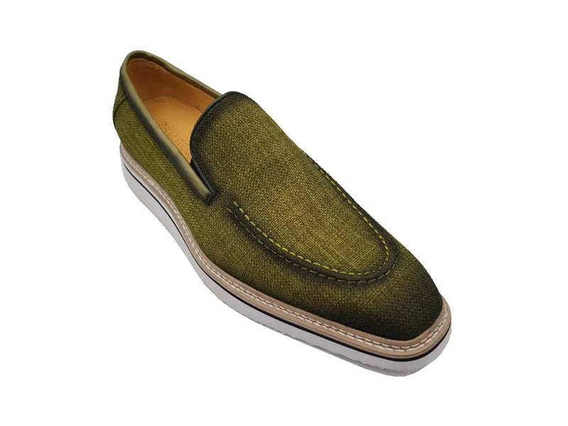 Carrucci Burnished Linen Loafer - Luxury Italian Slip-On