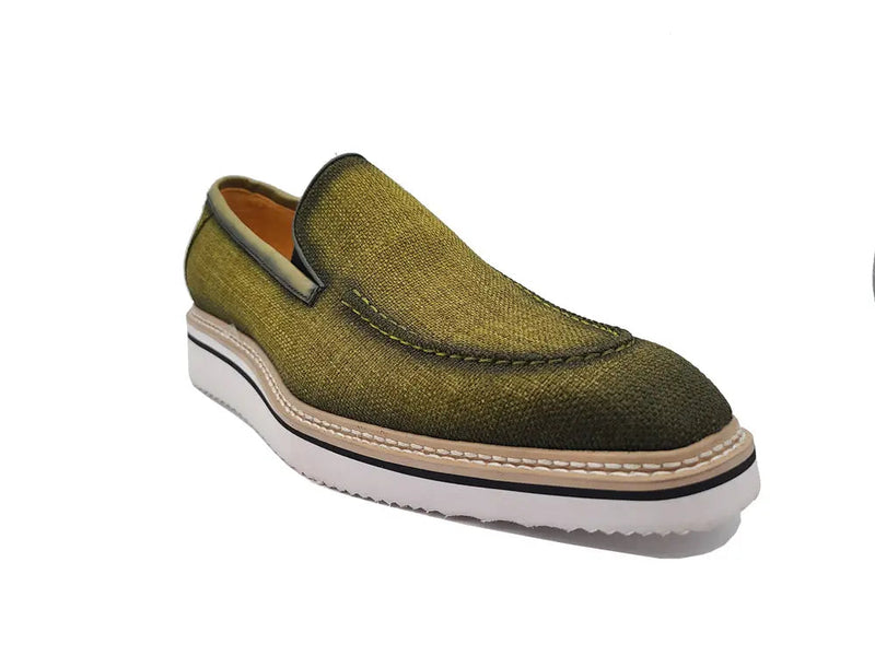 Carrucci Burnished Linen Loafer - Luxury Italian Slip-On