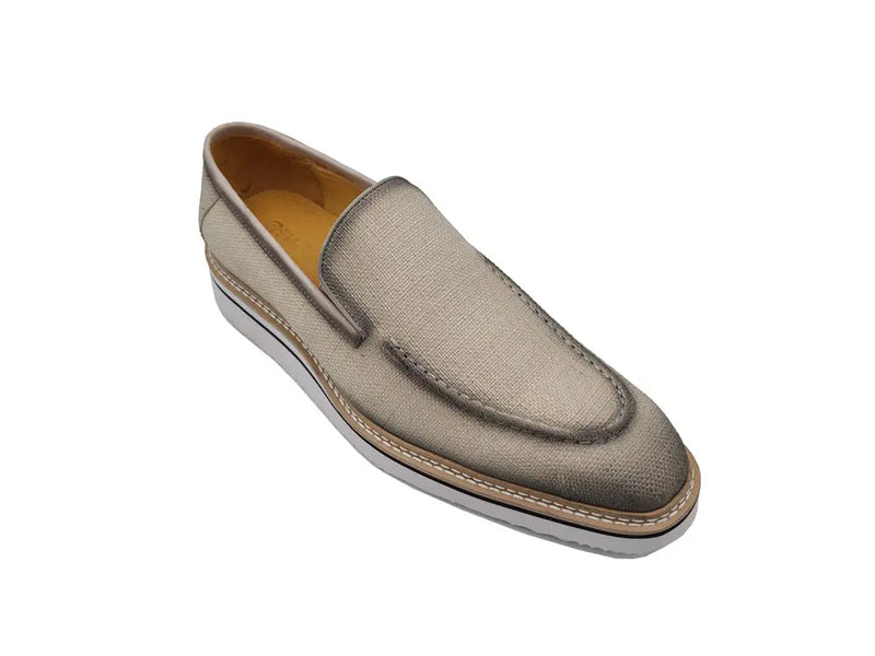 Carrucci Burnished Linen Loafer - Luxury Italian Slip-On