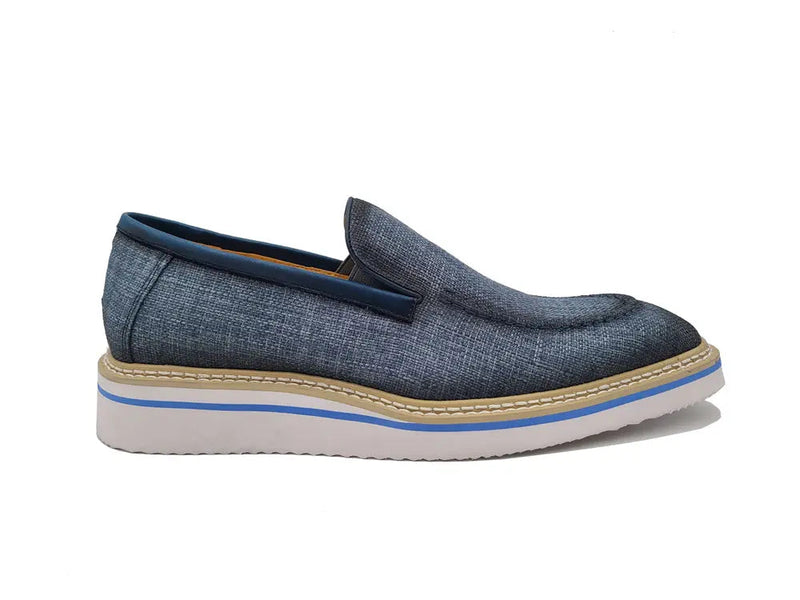 Carrucci Burnished Linen Loafer - Luxury Italian Slip-On