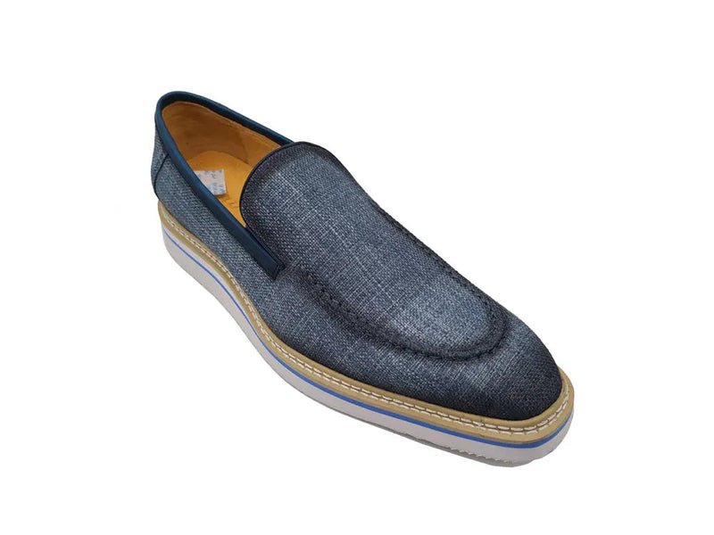 Carrucci Burnished Linen Loafer - Luxury Italian Slip-On