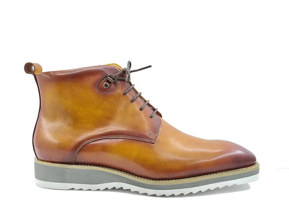 Men’s Burnished Calfskin Leather Lace-Up Boot