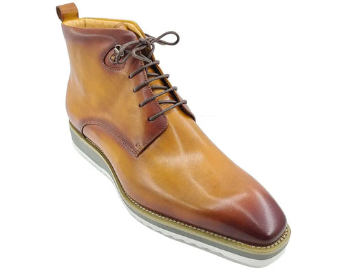 Men’s Burnished Calfskin Leather Lace-Up Boot