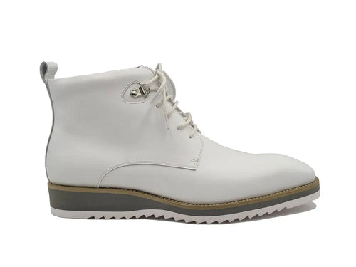 Mens Burnished Calfskin Leather Lace-Up Boot