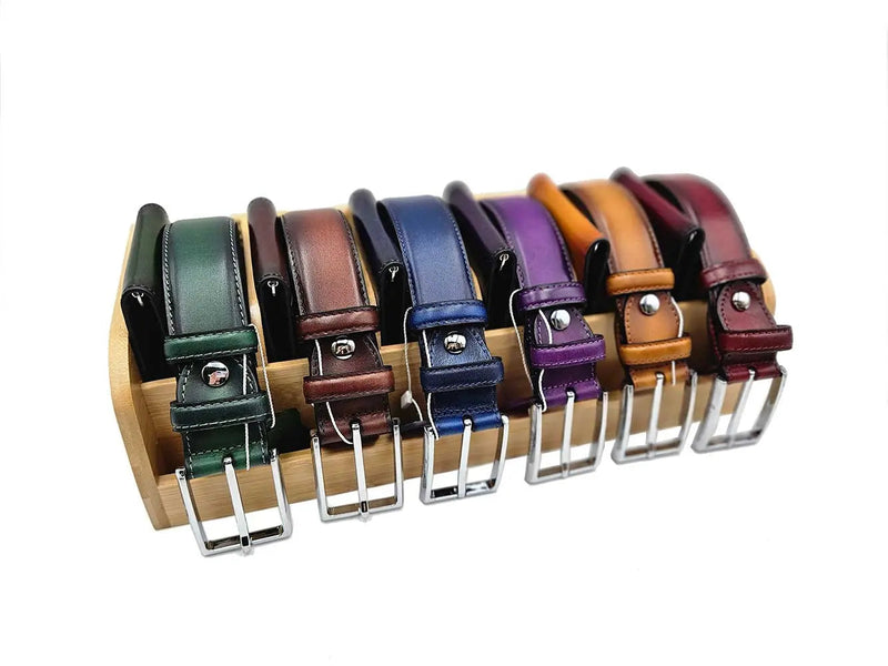 Carrucci Burnished Calfskin Leather Belt