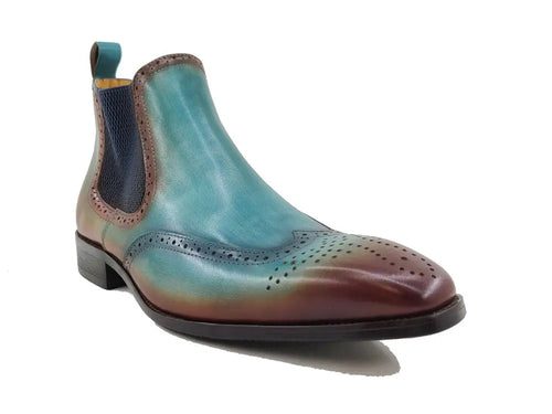 Hand-Burnished Calfskin Wingtip Dress Boot