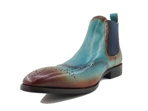 Hand-Burnished Calfskin Wingtip Dress Boot