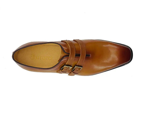 Men’s Wholecut Double Monk Shoe in Burnished Leather