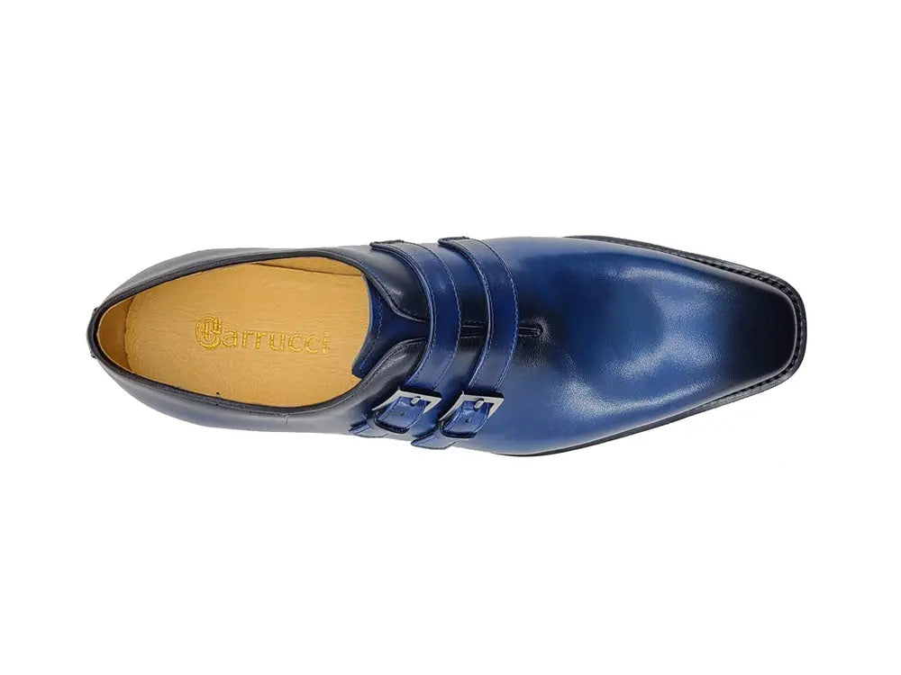 Men’s Wholecut Double Monk Shoe in Burnished Leather