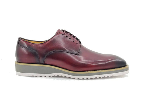 Mens Burnished Leather Lace-Up Derby Shoes