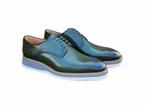 Burnished Lace-up Leather Derby Carrucci