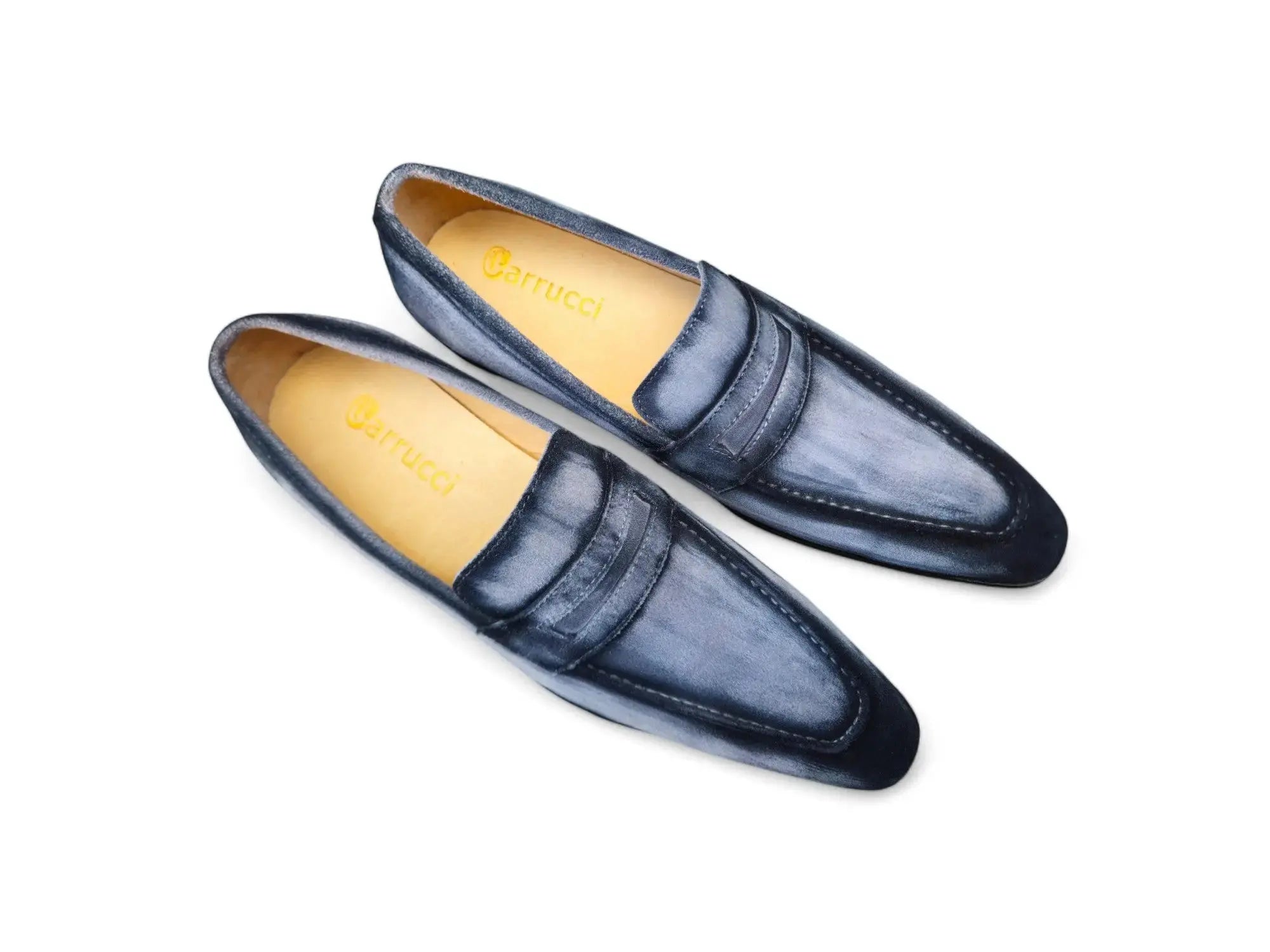 Carrucci Burnished Suede Penny Loafers - Rich Casual Comfort