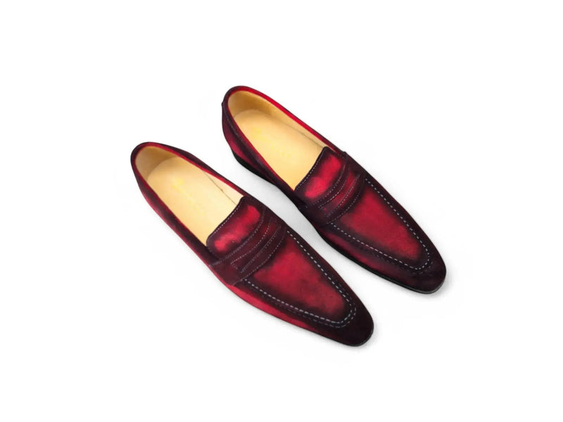 Carrucci Burnished Suede Penny Loafers - Rich Casual Comfort
