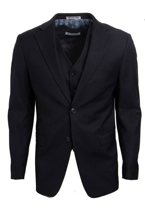 Mens Stacy Adams Suit - Stacy Adams Suit Men's Two Button Vested Basic Suit - Black