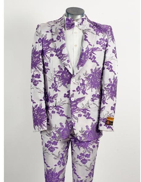 Mens Modern Fit Shiny Sharkskin Suit in Purple - AlbertoNardoniStore