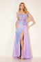Sequin Fitted Off Shoulder Slit Gown by Lucci Lu C8037