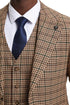 Plaid Suit - Windowpane Suit - Checkered Suit - Mens Vested Camel Suit