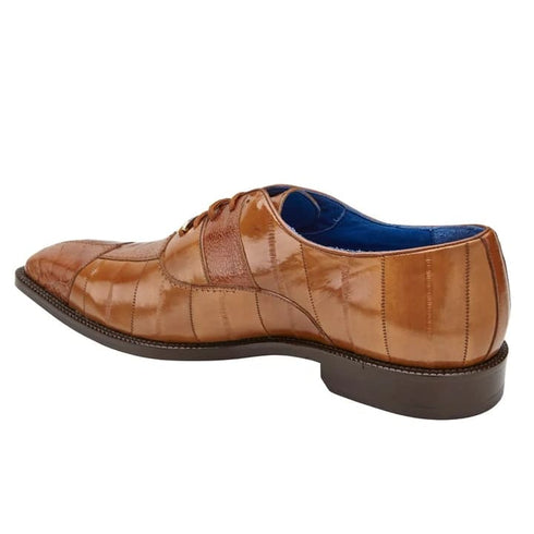 Men's Belvedere Mare Ostrich Leg & Eel Skin Dress Shoe In Camel