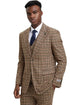 Plaid Suit - Windowpane Suit - Checkered Suit - Mens Vested Camel Suit