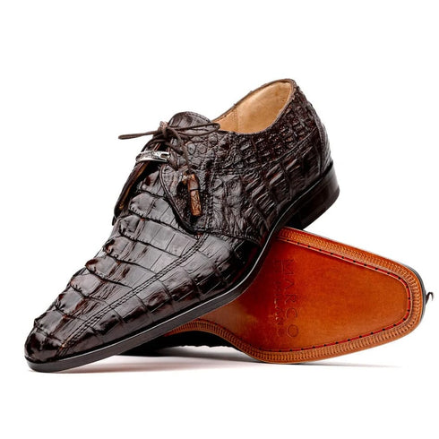 Marco Di Milano Cancun Men's Shoes Brown Exotic Hornback Crocodile Skin Derby Oxfords