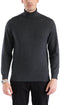 Alberto Nardoni men's charcoal pullover turtleneck sweater. Fitted, knit, smooth texture. High turtleneck, long sleeves, ribbed cuffs/hem. Solid charcoal color, streamlined silhouette.
