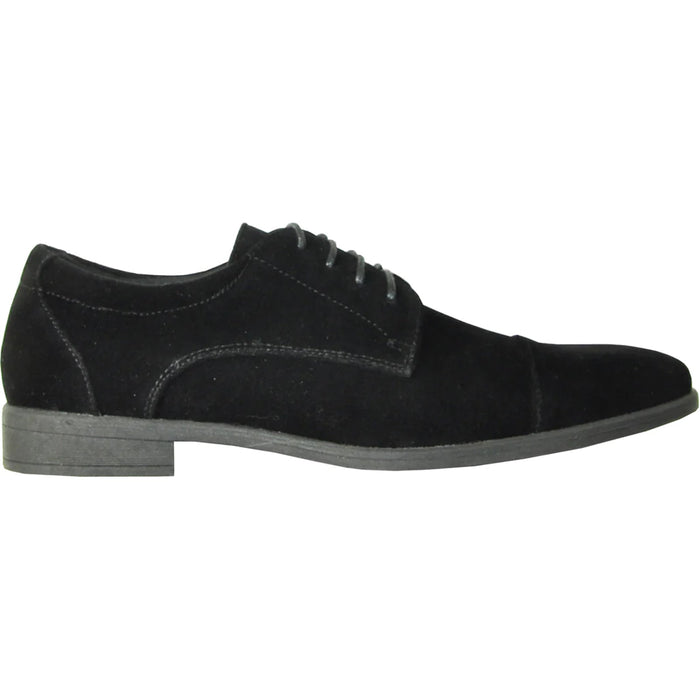 Bravo Mens Formal Suede Style Wedding & Prom Cap Toe Dress Shoe in Black