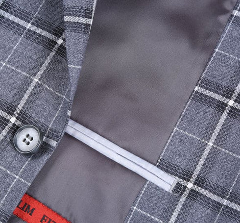 Renoir Clothing - Renoir Suit - Renoir Fashion - Stretch Performance 2-button Classic Fit Grey and White Check Renoir Suit