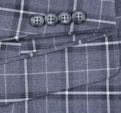 Renoir Clothing - Renoir Suit - Renoir Fashion - Stretch Performance 2-button Classic Fit Grey and White Check Renoir Suit