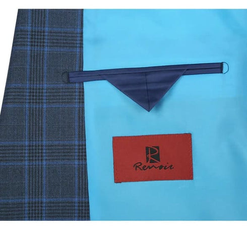 Renoir Clothing - Renoir Suit - Renoir Fashion - Stretch Performance 2-button Classic Fit Blue And Navy Check Renoir Suit