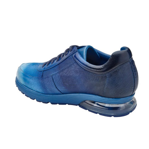 Men's Belvedere George Hand Painted Ostrich Leg Sneaker In Cobalt Blue