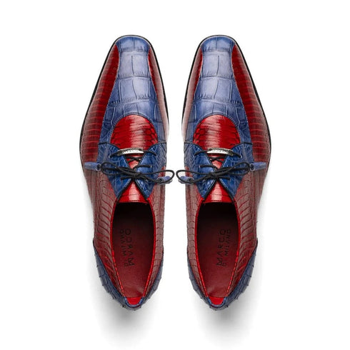 Marco Di Milano Moncalieri Navy & Red Genuine Alligator / Cobra Skin Dress Derby Oxfords