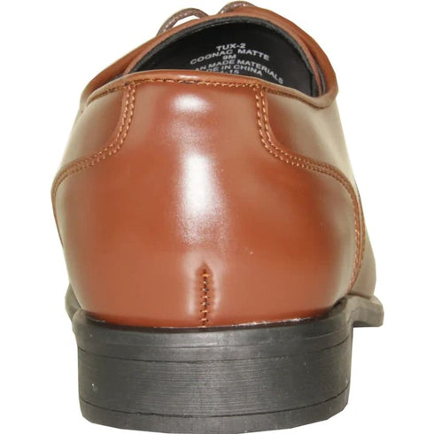 Mens Modern Pointy Square Toe Oxford Dress Shoe In Cognac