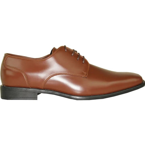 Mens Modern Pointy Square Toe Oxford Dress Shoe In Cognac