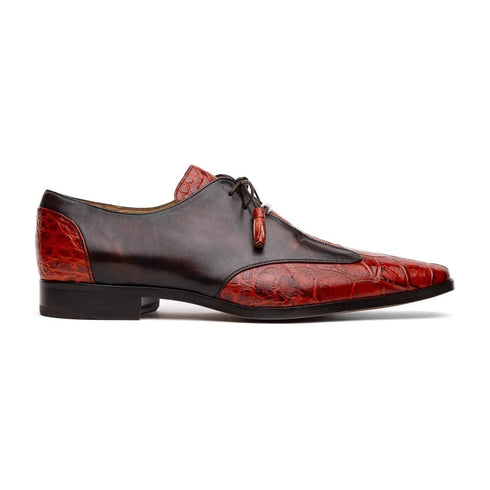 Marco Di Milano Anzio Exotic Alligator & Calfskin Leather Cognac Oxfords