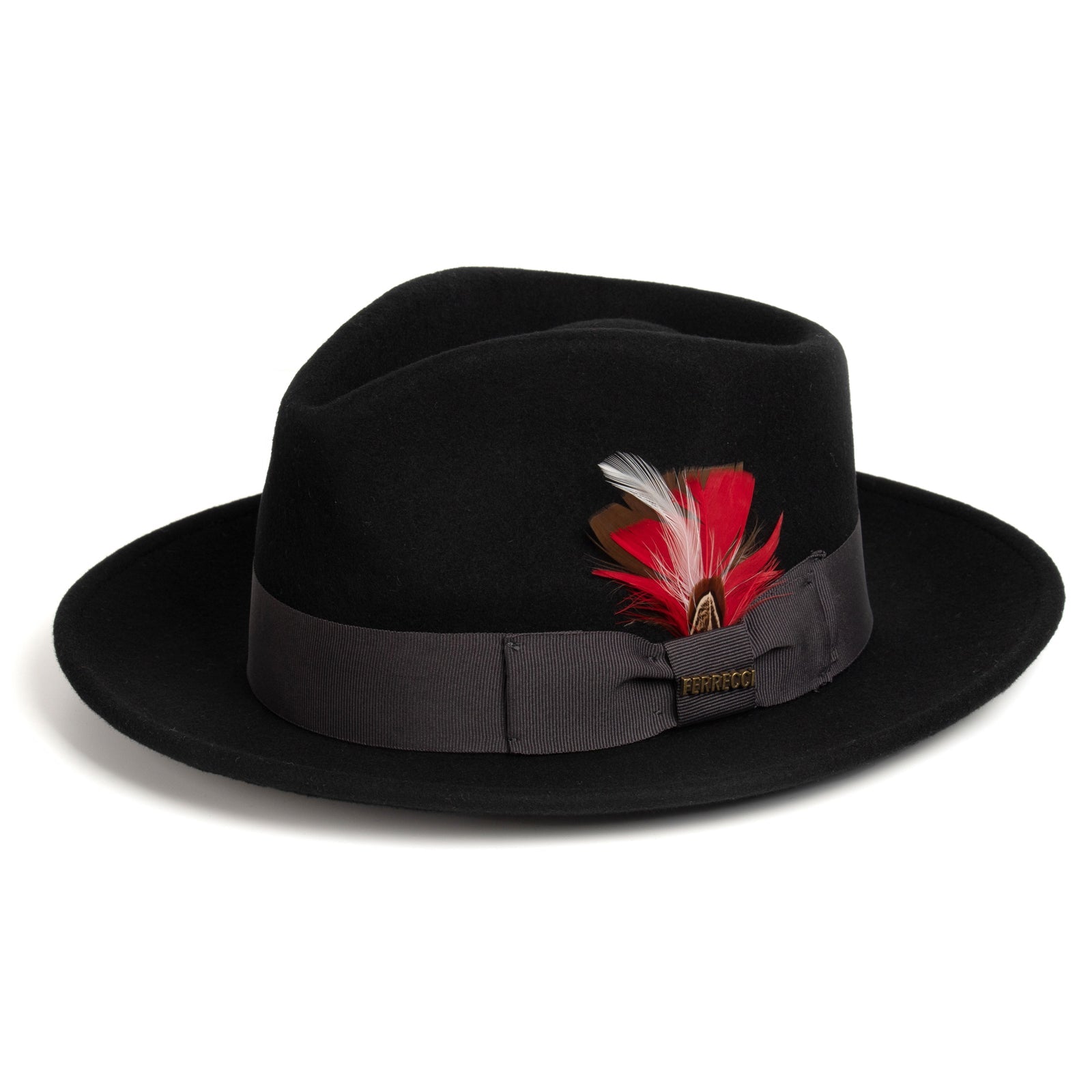 Mens Classic Wool Fedora Dress Hat in Black