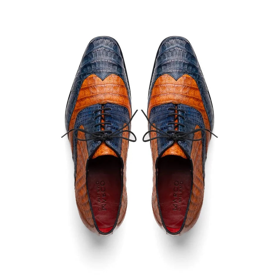 Marco Di Milano Luciano Men's Shoes Exotic Crocodile Classic Wingtip Dress Derby Oxfords